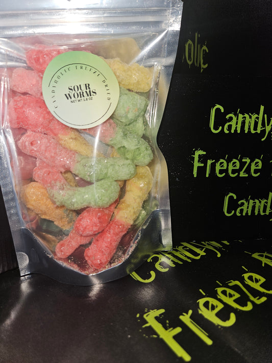 Freeze dried sour worms